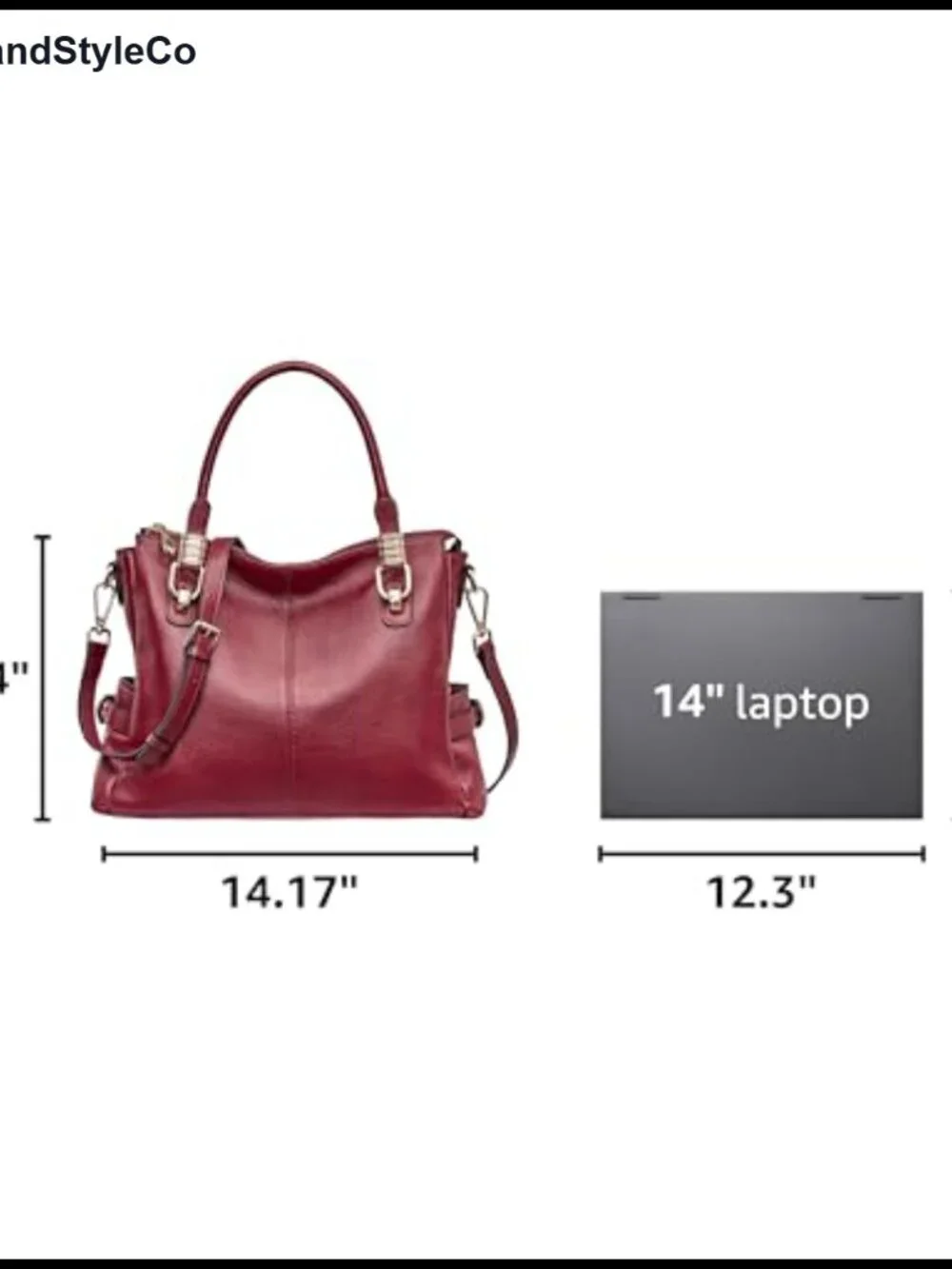 Genuine Leather Satchel Tote Shoulder Bag with Detachable Strap